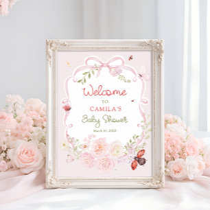 Affiche Bienvenue à la Baby Shower Little Love Bug Bloom