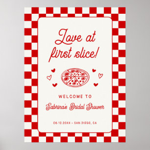 Affiche Bienvenue à la Baby Shower Love at First Slice Piz