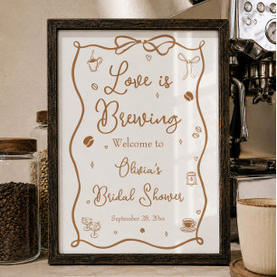 Affiche Bienvenue à la Baby Shower Love is Brewing