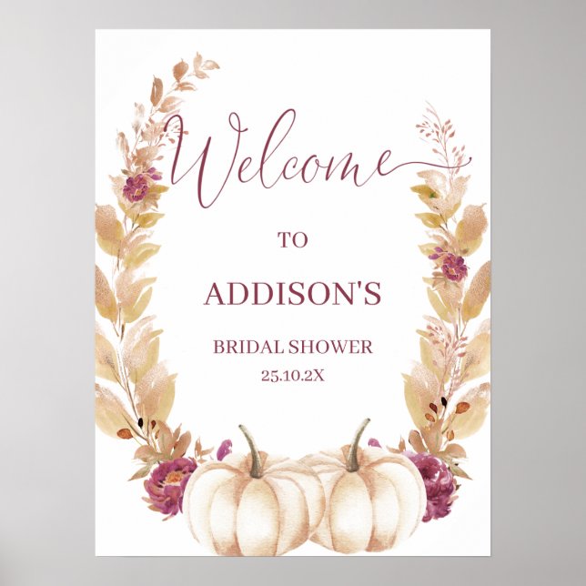 Affiche Bienvenue à la Baby Shower Mariage Automne Amour C (Devant)