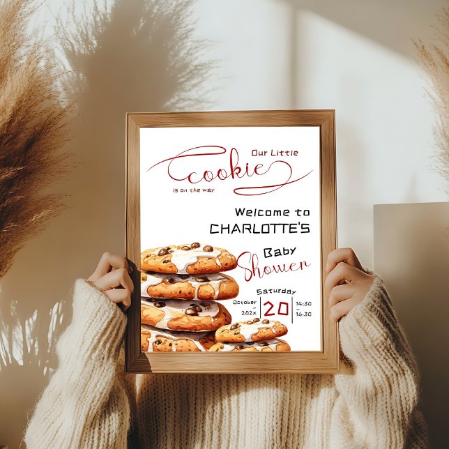 Affiche Bienvenue à la Baby Shower Mignon Petit Cookie (Créateur téléchargé)