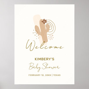 Affiche Bienvenue à la Baby Shower Minimaliste Boho Désert