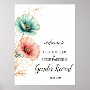 Affiche Bienvenue à la Baby Shower Modifiable Fleurs Roses