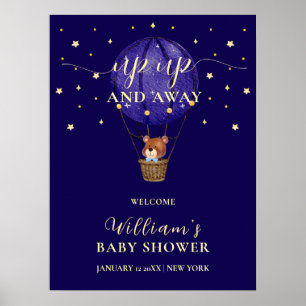 Affiche Bienvenue à la Baby Shower Montgolfière Étoilée