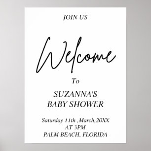 Affiche Bienvenue à la Baby Shower NOIR ET BLANC