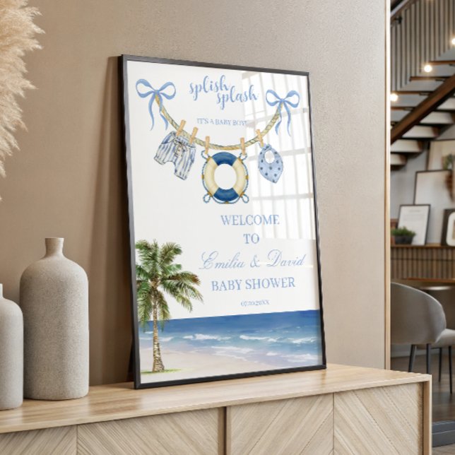 Affiche Bienvenue à la Baby Shower Océan Splash Splash (Créateur téléchargé)