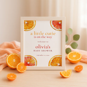 Affiche Bienvenue à la Baby Shower Orange Little Cutie imp