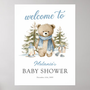 Affiche Bienvenue à la Baby Shower Ourson de Noël
