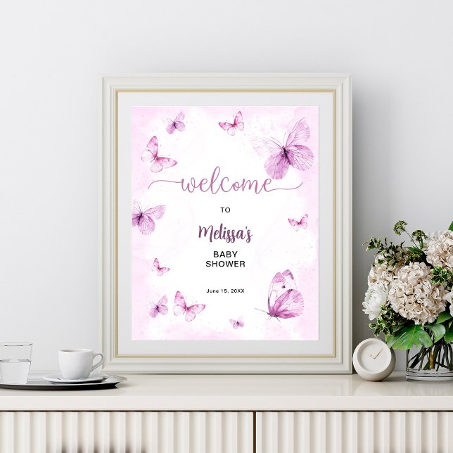 Affiche Bienvenue à la Baby Shower Papillon  (Créateur téléchargé)
