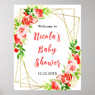 Affiche Bienvenue à la Baby Shower Pastèque Grenade