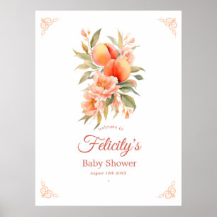 Affiche Bienvenue à la Baby Shower Peach Fuzz