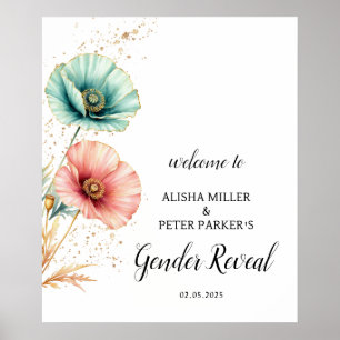 Affiche Bienvenue à la Baby Shower Personnalisée Fleurs Ro