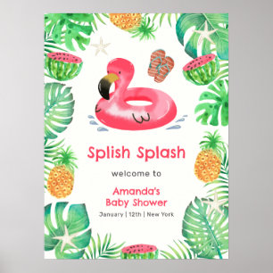 Affiche Bienvenue à la Baby Shower Piscine Plage Splash  