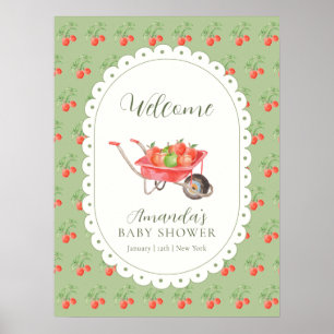 Affiche Bienvenue à la Baby Shower Pomme De Nos Yeux Récol