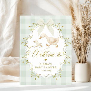 Affiche Bienvenue à la baby shower pour bébé Goose au sage