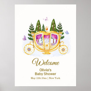 Affiche Bienvenue à la Baby Shower Princesse des Bois