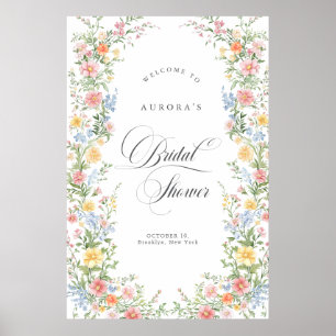 Affiche Bienvenue à la Baby Shower Printanière Élégante au