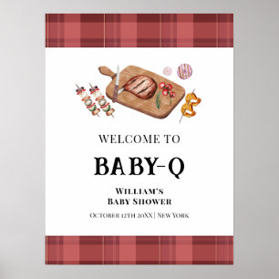 Affiche Bienvenue à la Baby Shower Red Plaid Country Baby