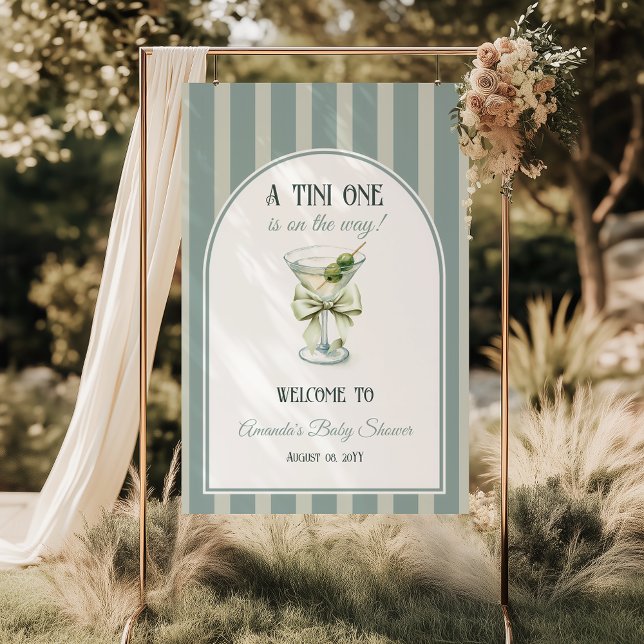 Affiche Bienvenue à la Baby Shower Retro Bow Tini One Mart (Créateur téléchargé)
