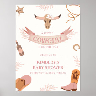 Affiche Bienvenue à la Baby Shower Rose Bohème Cowgirl Neu