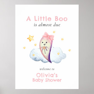 Affiche Bienvenue à la Baby Shower Rose Little Boo Bow Fan