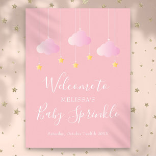 Affiche Bienvenue à la Baby Shower Rose pour Bébé Fille