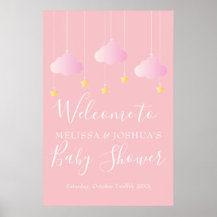 Affiche Bienvenue à la Baby Shower Rose pour Bébé Fille