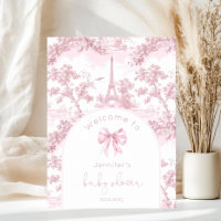 Bienvenue à la Baby Shower Rose Toile De Jouy Pari