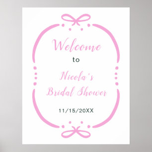 Affiche Bienvenue à la Baby Shower Ruban Rose