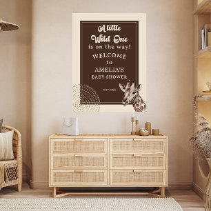 Affiche Bienvenue à la Baby Shower Safari Jungle Girafe