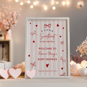 Affiche Bienvenue à la Baby Shower Saint-Valentin Rouge Ch