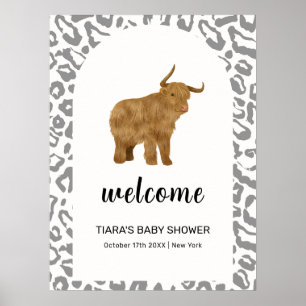 Affiche Bienvenue à la Baby Shower Sainte Vache Bohème Noi
