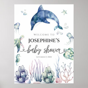 Affiche Bienvenue à la Baby Shower Sea Life