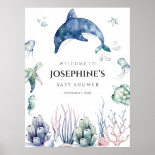 Affiche Bienvenue à la Baby Shower Sea Life