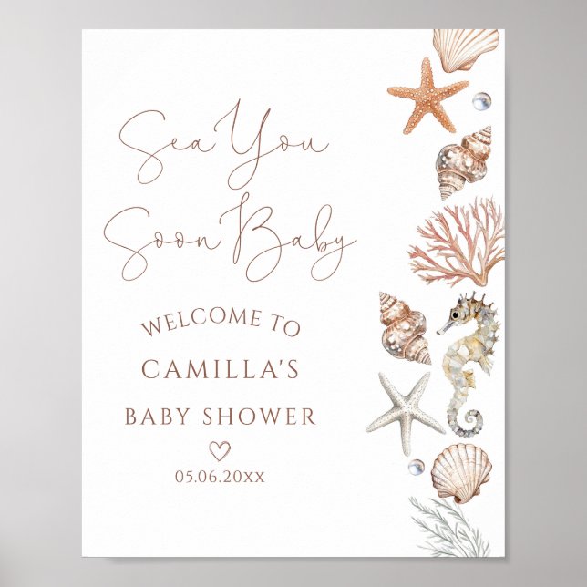 Affiche Bienvenue à la Baby Shower Sea You Soon (Devant)