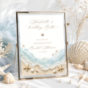 Affiche Bienvenue à la Baby Shower Seashells and Wedding B