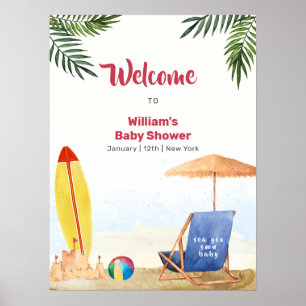 Affiche Bienvenue à la Baby Shower sur le thème de la Mer,