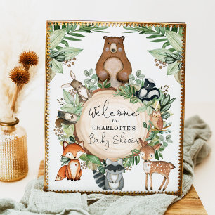Affiche Bienvenue à la Baby Shower sur le thème des Animau