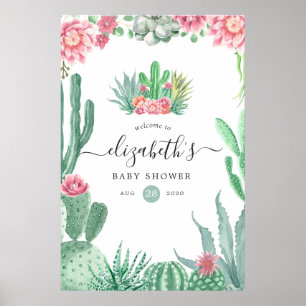 Affiche Bienvenue à la baby shower sur les succulentes à l