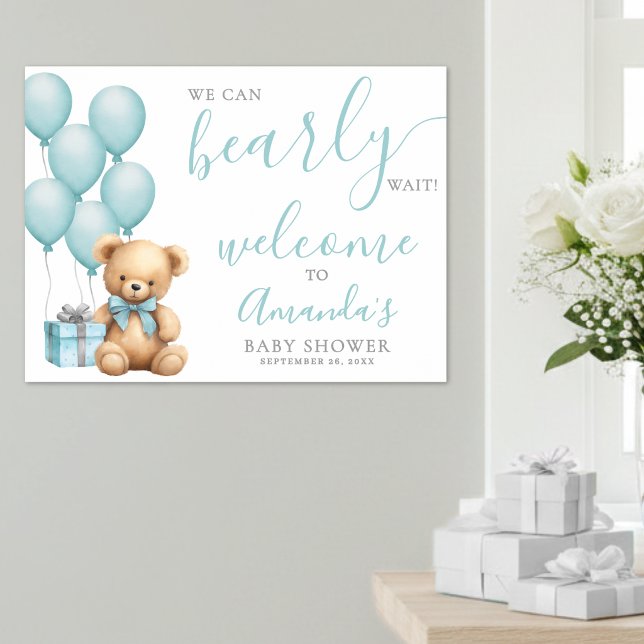 Affiche Bienvenue à la Baby Shower Teddy Bear (Teddy Bear Baby Shower Welcome Poster)