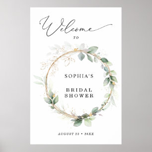 Affiche Bienvenue à la Baby Shower : Vert et Or