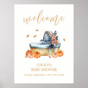 Affiche Bienvenue à la Baby Shower Vintage automne Citroui
