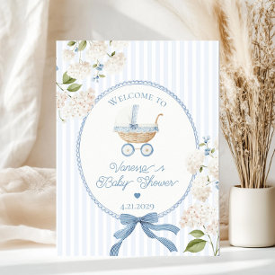 Affiche Bienvenue à la Baby Shower Vintage Carriage French