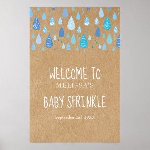 Affiche Bienvenue à la Baby Sprinkle / Shower Blue Raindro