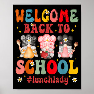 Affiche Bienvenue à la cantine scolaire Dame du déjeuner