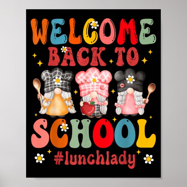 Affiche Bienvenue à la cantine scolaire Dame du déjeuner (Devant)