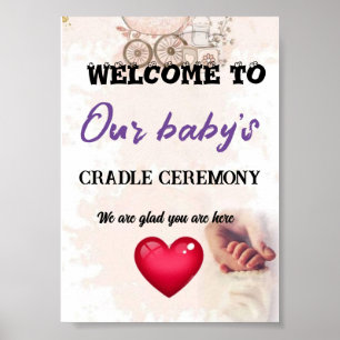 Affiche Bienvenue à la cérémonie du berceau de notre bébé