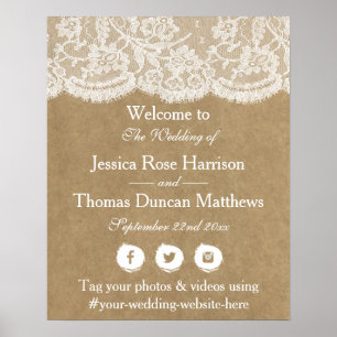 Affiche Bienvenue à la collection de Mariages Kraft & Lace