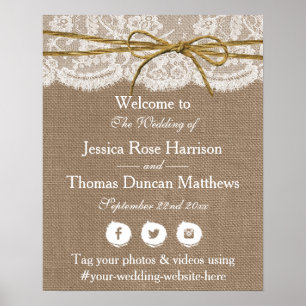 Affiche Bienvenue à la collection de Mariages Rustic Twine