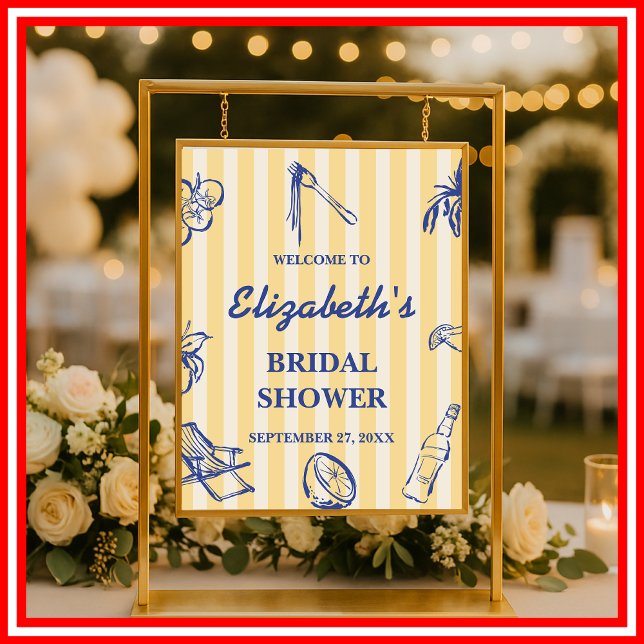 Affiche Bienvenue à la douche de mariage italienne aux cit (Créateur téléchargé)